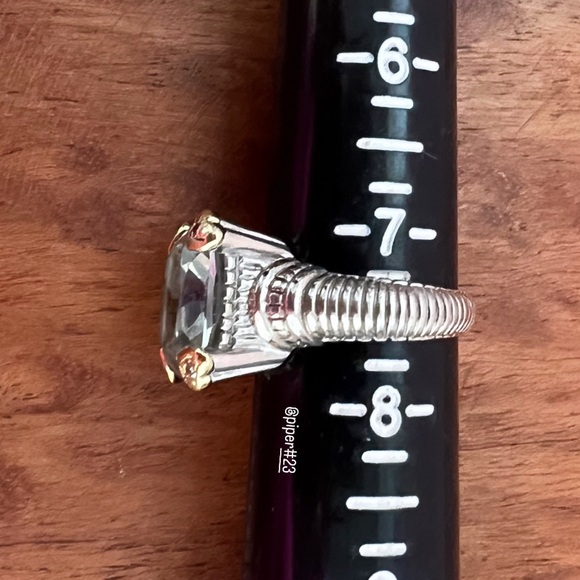 Judith Ripka JR TWO Fontaine Prasiolite & Diamond Cocktail Ring 7 1/2 - Picture 6 of 9